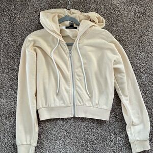 Tan cropped zip up jacket